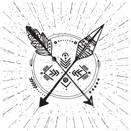 Native american poster, hipster, aztek style Perfect emblem for t-shirt, notizblock, typography designのイラスト素材