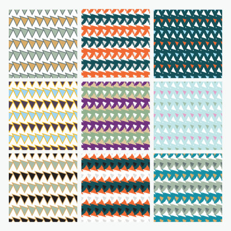 Set of simple universal colorful geometric seamless pattern