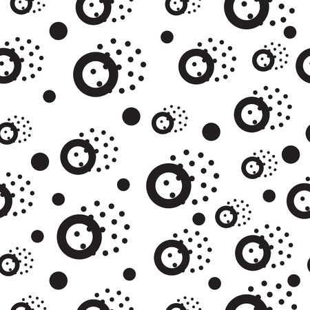 Vector seamless pattern in black and white. Universal repeating geometric abstract figure in pointillism, memphis, 80s, 90s style. Wallpaper, wrapping paper, interior, clothesのイラスト素材