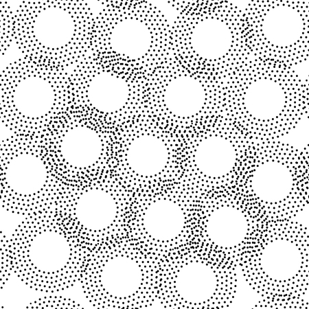 Black and white universal geometric seamless pattern in pointillism style. Endless vector texture can be used for wrapping wallpaper, pattern fills, web background,surface textures, clothesのイラスト素材