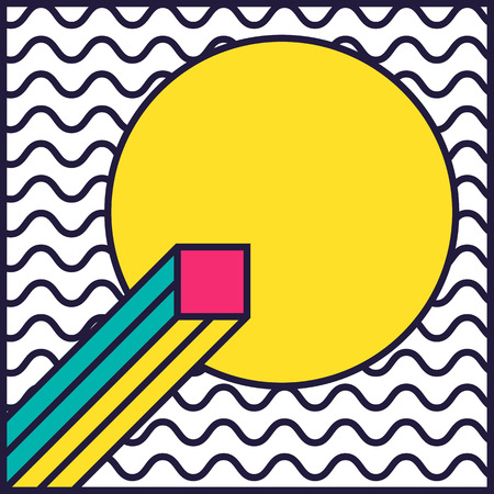 Festive Background in Neo Memphis Style Colorful Decorative Wallpaper with Simple Editable Bold Block Bright Smyk Colorのイラスト素材