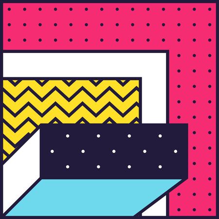 Festive Background in Neo Memphis Style Colorful Decorative Wallpaper with Simple Editable Bold Block Bright Smyk Colorのイラスト素材