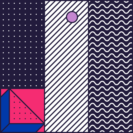 Festive Background in Neo Memphis Style Colorful Decorative Wallpaper with Simple Editable Bold Block Bright Smyk Colorのイラスト素材