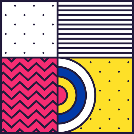 Festive Background in Neo Memphis Style Colorful Decorative Wallpaper with Simple Editable Bold Block Bright Smyk Colorのイラスト素材