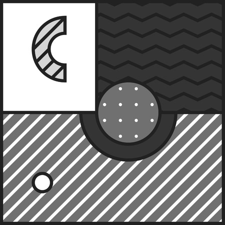 Festive Background in Neo Memphis Style Monochrome Decorative Wallpaper with Simple Editable Bold Block black and white Color positive digital printのイラスト素材