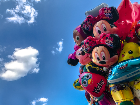 Krakow, Poland - July 29, 2017 : Balloons, popular cartoons close-up in the center of town Cracowのeditorial素材