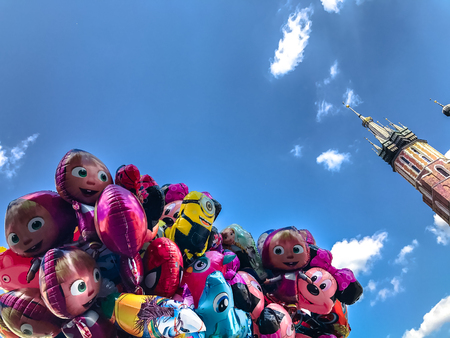 Krakow, Poland - July 29, 2017 : Balloons, popular cartoons close-up in the center of town Cracowのeditorial素材