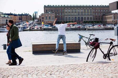 Urban life. Cool skateboarder outdoorsのeditorial素材