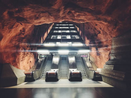 Radhuset tunnelbanestation Underground. Station of the Subway Stockholm, Swedenのeditorial素材