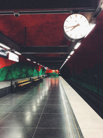Solna Centrum tunnelbanestation Underground. Station of the Subway Stockholm, Swedenのeditorial素材