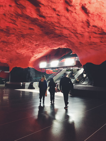 Solna Centrum tunnelbanestation Underground. Station of the Subway Stockholm, Swedenのeditorial素材