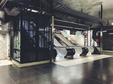 Waterlily green Station  tunnelbanestation Underground. Subway Stockholm, Swedenのeditorial素材