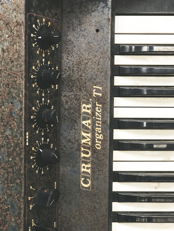 Crumar organoser T1 keyboard. Old retro musical synthesizer, equipmentのeditorial素材