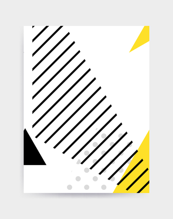Colorful Pop art geometric pattern with bright bold blocks squiggles. Colorful Material Design Background in Pink Yellow Blue Black and White. Prospectus, poster, magazine, broadsheet, leaflet, bookのイラスト素材