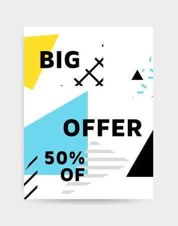 Flat design eye catching sale website banner template. Bright colorful vector illustrations for social media, posters, email, print, mobile phoned designs, ads, promotional material. Yellow Pink Blueのイラスト素材