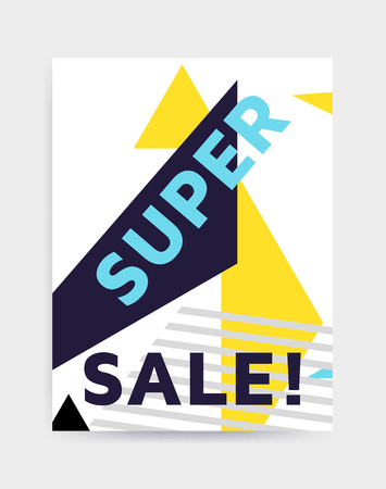 Flat design eye catching sale website banner template. Bright colorful vector illustrations for social media, posters, email, print, mobile phoned designs, ads, promotional material. Yellow Pink Blueのイラスト素材