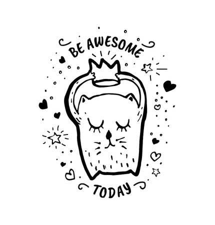 Be awesome today. Vector cartoon sketch illustrationのイラスト素材