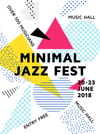 Minimal jazz fest poster with geometric shapes and patternsのイラスト素材