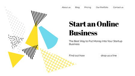 Blue, yellow, black and white vector illustration of a business website templateのイラスト素材