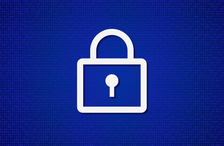 Illustration with lock symbol on blue zero unit one backgroundのイラスト素材