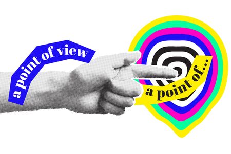 Minimal Clip Art Collage. Pop Vector Design Composition with bright bold geometric shapes, halftone objects for ad, animation etcのイラスト素材