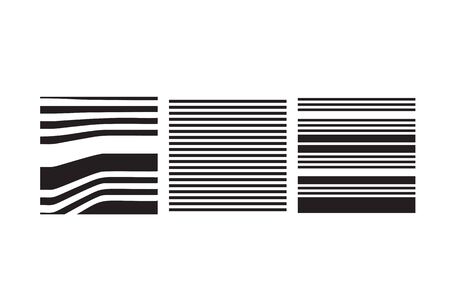 Simple Vector Distorted Linear Geometric Shapes Set. Trendy Universal Objects For Your Futurism Design, Animation, Fanzine Art, Scrapbooking, Collageのイラスト素材