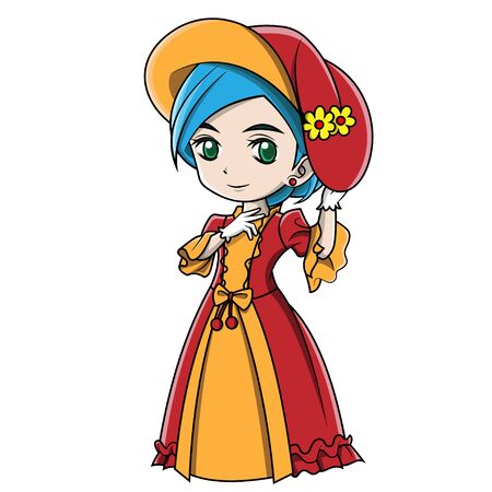 cartoon girl wearing england costumeのイラスト素材