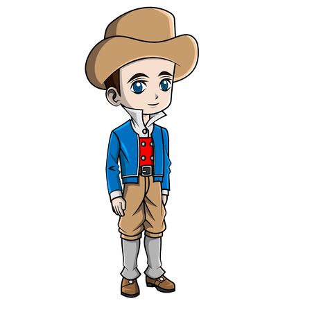 cartoon boy wearing a france costumeのイラスト素材