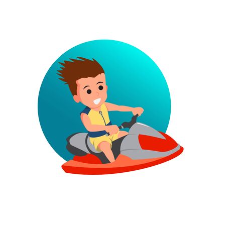 flat design of happy surfer boyのイラスト素材
