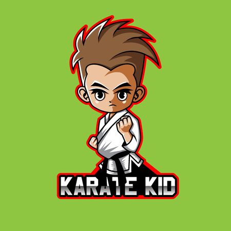 Karate Kid Esport Mascot Logo Designのイラスト素材