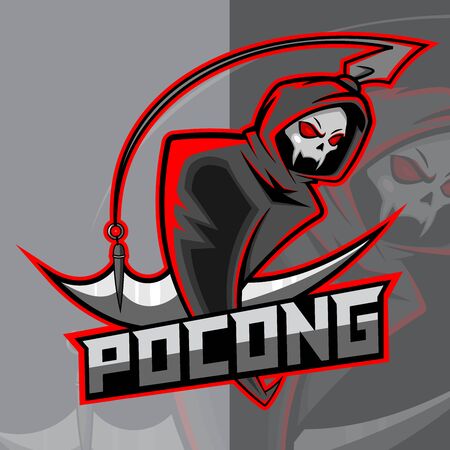 Pocong Indonesian Ghost Esport Mascot Designのイラスト素材