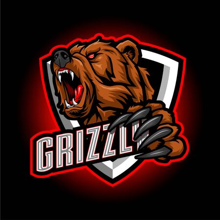 Grizzly Esport Mascot Logo Designのイラスト素材