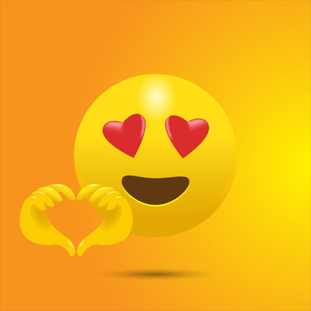 Big Smiling Face with Heart-Eyes Emoji Giving Finger Heartのイラスト素材