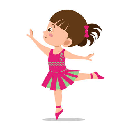 Little Ballerina Girl Posing Ballet Dance on a White Backgroundのイラスト素材