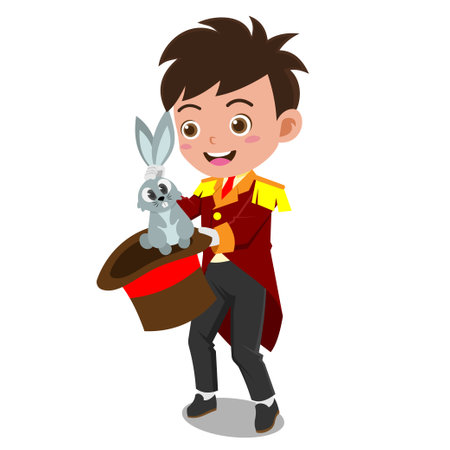 Cute kid on circus show, Background in separate layers for easy editingのイラスト素材