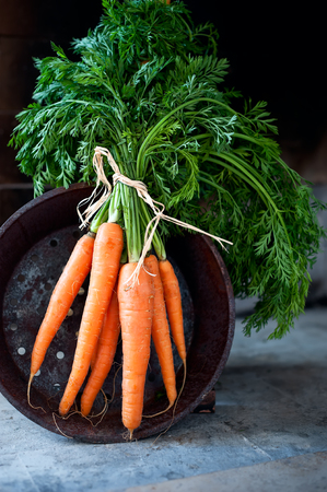 Fresh organic carrots の写真素材