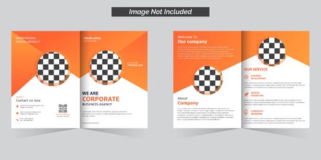 Corporate business agency bifold brochure vector template designのイラスト素材