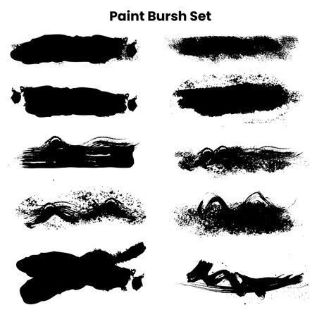 Black Paint brush set strokesのイラスト素材