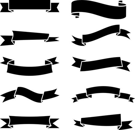 Black Ribbon Banner Set, Vector Designのイラスト素材