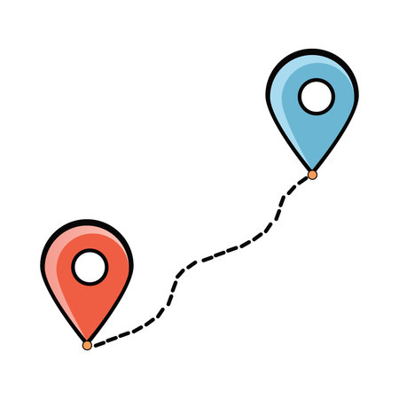 pin location with route isolated icon vector illustration design, vector illustration  graphicのイラスト素材