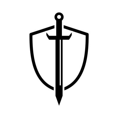 Shield And Sword Icon Design Logo Vector Template Illustration Sign And Symbolのイラスト素材