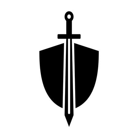 Shield And Sword Icon Design Logo Vector Template Illustration Sign And Symbolのイラスト素材