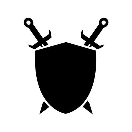 Shield And Sword Icon Design Logo Vector Template Illustration Sign And Symbolのイラスト素材