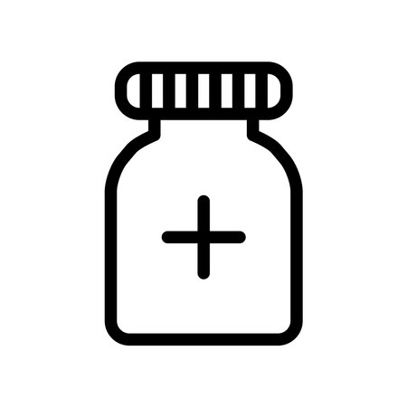 Medical bottle, pills bottle icon on white backgroundのイラスト素材