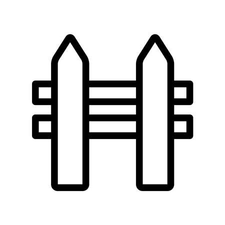 Fence Icon simple silhouette illustration and icon of a picket fence. Isolated on whiteのイラスト素材
