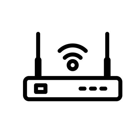 Internet service wireless router or modem with wifi signal flat vector icon for apps and websitesのイラスト素材