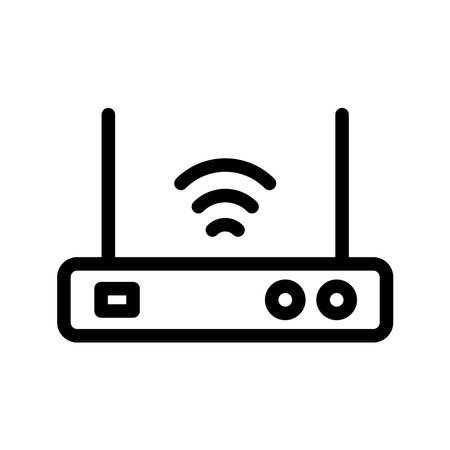 Internet service wireless router or modem with wifi signal flat vector icon for apps and websitesのイラスト素材
