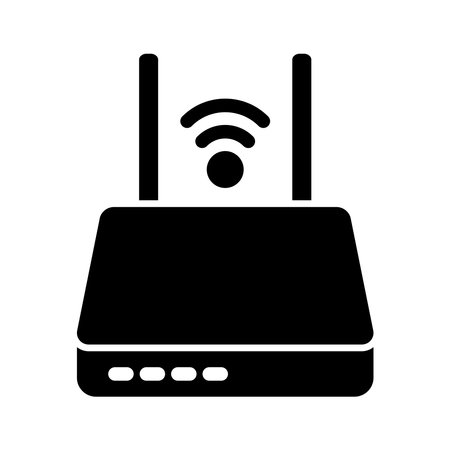 Internet service wireless router or modem with wifi signal flat vector icon for apps and websitesのイラスト素材