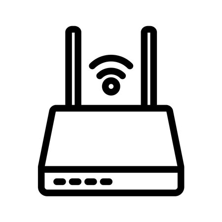 Internet service wireless router or modem with wifi signal flat vector icon for apps and websitesのイラスト素材
