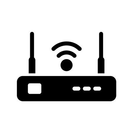 Internet service wireless router or modem with wifi signal flat vector icon for apps and websitesのイラスト素材